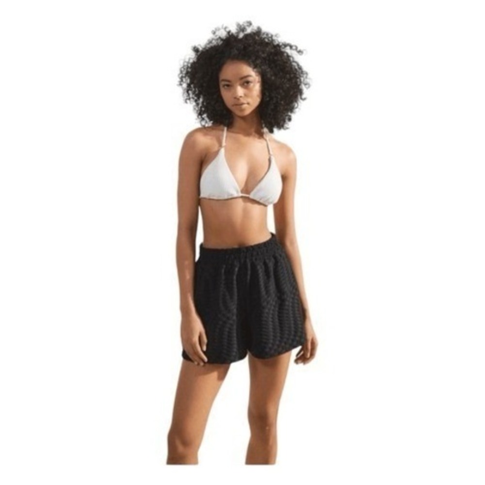 Good American Diamond Pattern Jacquard Cover-up Swim Shorts Black Terry‎ 1/S - Picture 4 of 13